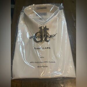 David Taylor Men's White Short Sleeved Dress Shirt 18 1/2